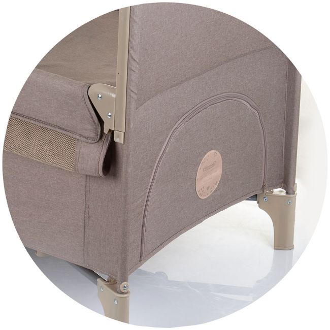 Patut pliabil chipolino relax macadamia linen cu laterala culisanta hubkosire242ma