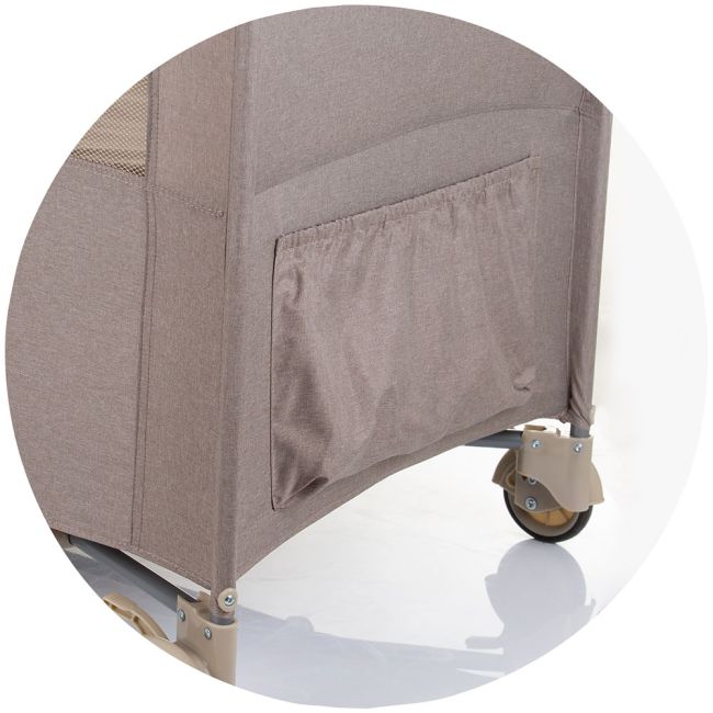 Patut pliabil chipolino relax macadamia linen cu laterala culisanta hubkosire242ma