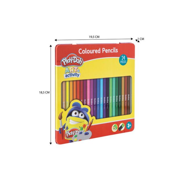 Set 24 creioane colorate in cutie metalica