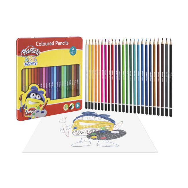 Set 24 creioane colorate in cutie metalica