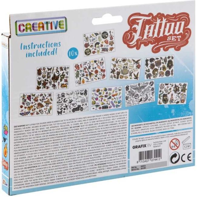 Set cu 10 coli tatuaje Grafix GR200021 BBJGR200021_Albastru