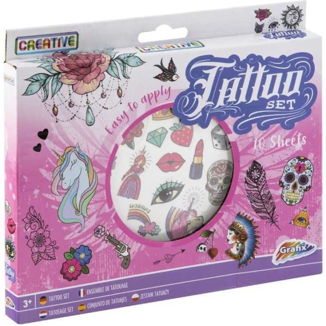 Set cu 10 coli tatuaje Grafix GR200021 BBJGR200021_Roz