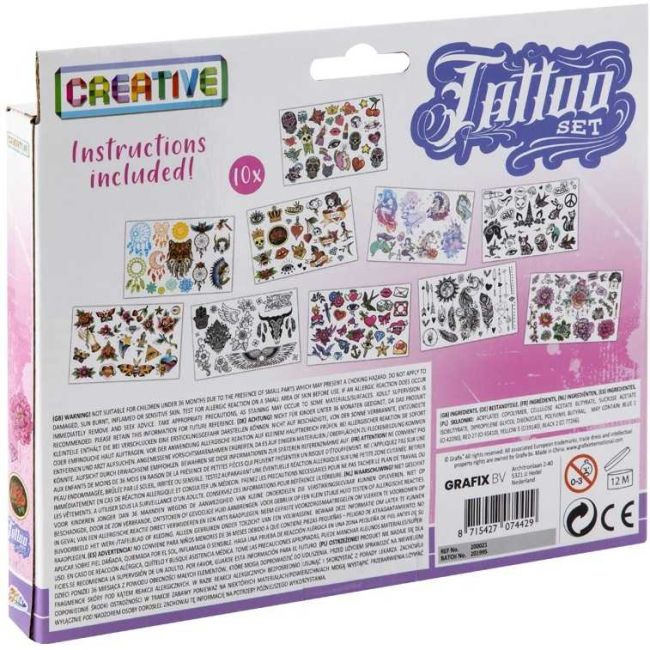 Set cu 10 coli tatuaje Grafix GR200021 BBJGR200021_Roz