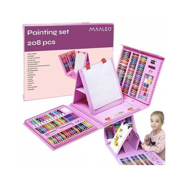 Set pentru pictura 208 piese cu geanta inclusa Maaleo Iso Trade MY18117 BBJMY18117_Roz