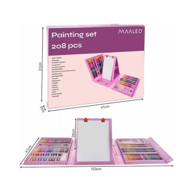 Set pentru pictura 208 piese cu geanta inclusa Maaleo Iso Trade MY18117 BBJMY18117_Roz
