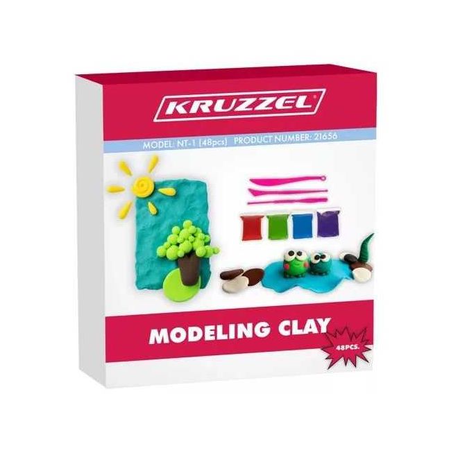 Set plastilina spuma modelabila 48 buc cu 3 spatule incluse Kruzzel MY18256 BBJMY18256_Initiala