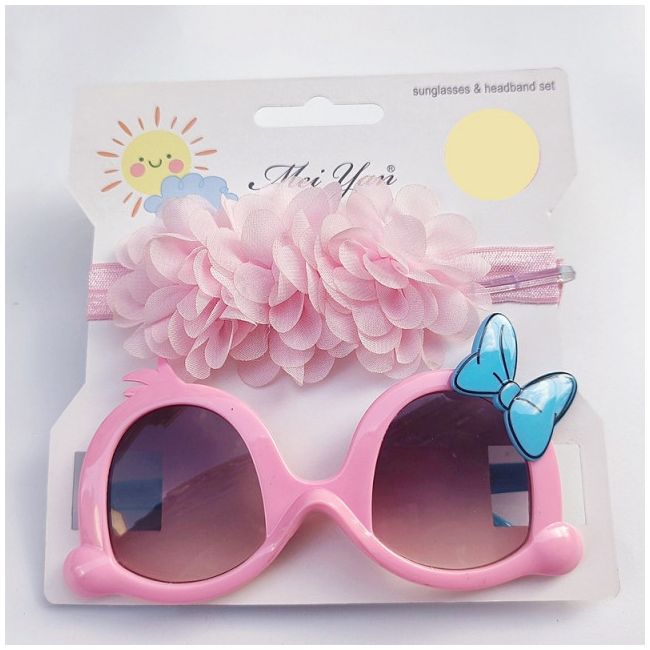 Set roz bentita si ochelari de soare - Little daisy MBJ0061-2