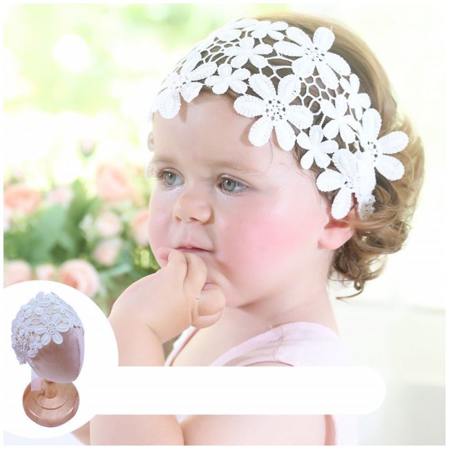 Bentita tip boneta cu floricele crosetate MBMB3325-be1