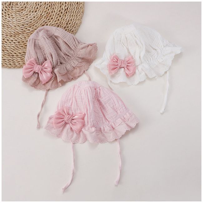 Boneta din finet cu fundita din organza MBJ0047-be1