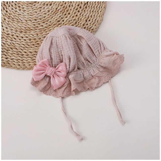 Boneta din finet cu fundita din organza MBJ0047-be1