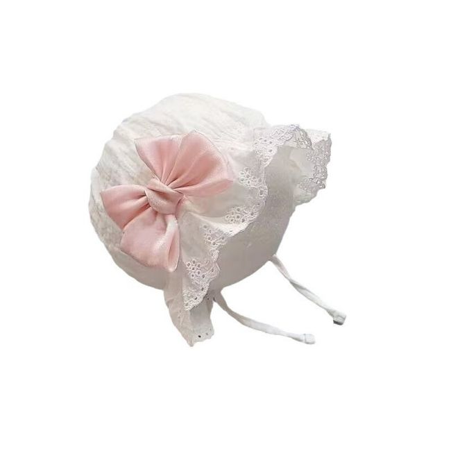 Boneta din finet cu fundita din organza MBJ0047-be1