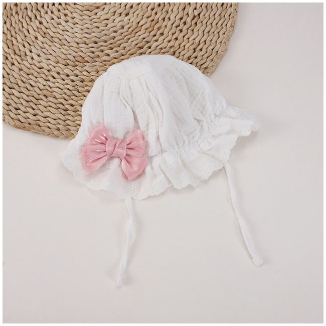 Boneta din finet cu fundita din organza MBJ0047-be1