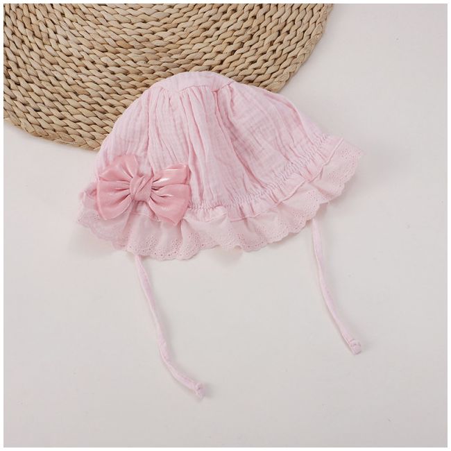 Boneta din finet cu fundita din organza MBJ0047-be1