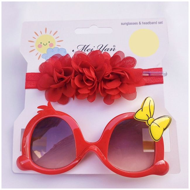 Set rosu bentita si ochelari de soare - Little daisy MBJ0061-4