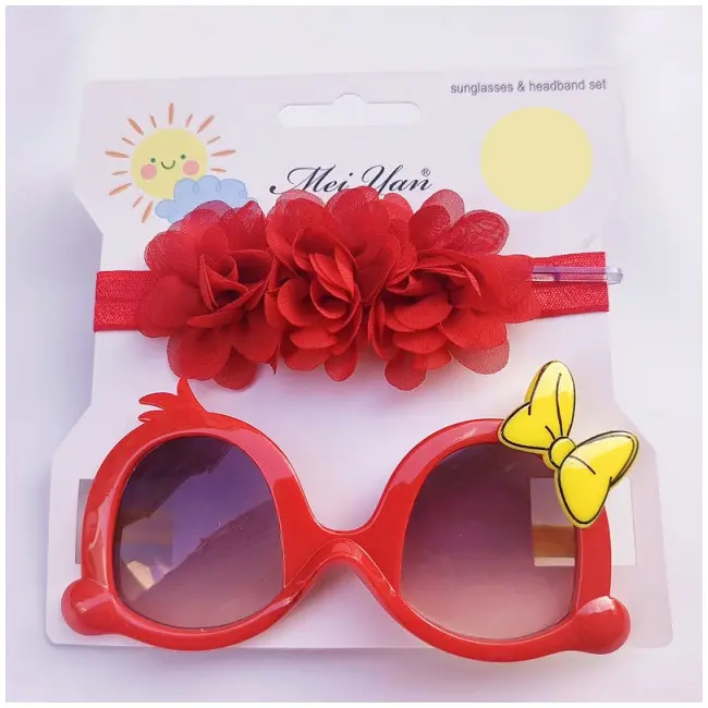 Set rosu bentita si ochelari de soare - Little daisy MBJ0061-4