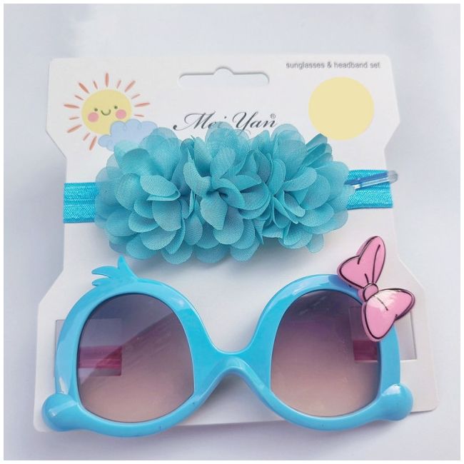 Set turcoaz bentita si ochelari de soare - Little daisy MDJ0061-5