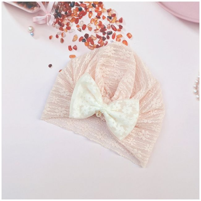 Caciulita tip turban din danteluta ADJ0066-be1