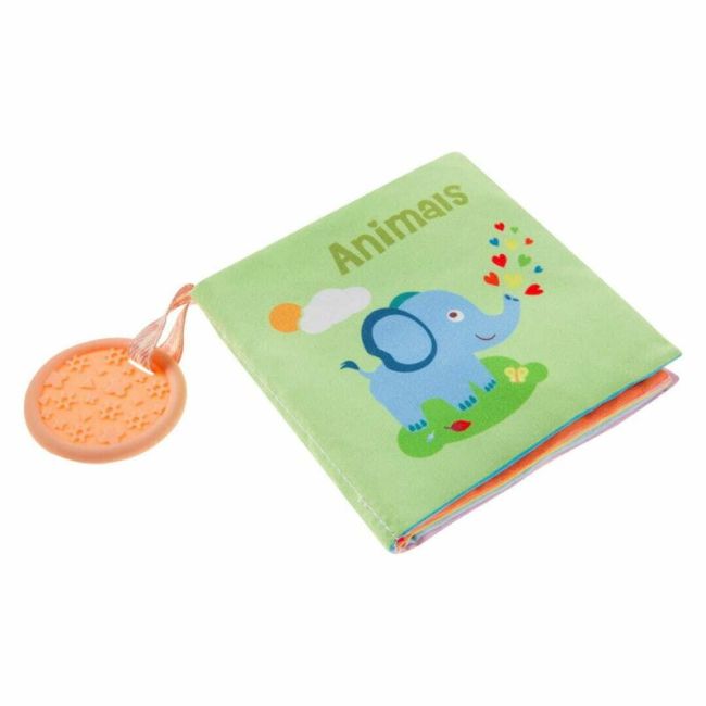 Carticica senzoriala, Bocioland, Cu 10 pagini in culori contrastante, Fosneste cand este atinsa, Din material moale, 0 luni+, Animals BYNBL095