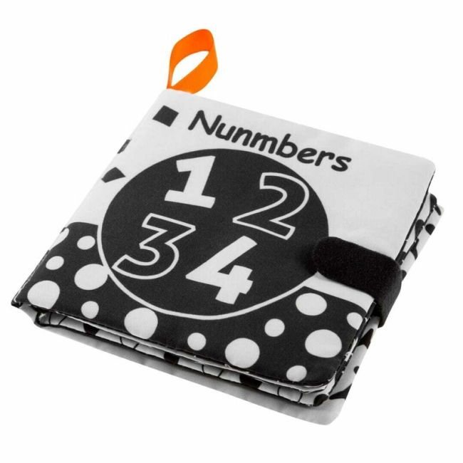 Carticica senzoriala, Bocioland, Cu 8 pagini in culori contrastante, Fosneste cand este atinsa, Din material moale, 0 luni+, Numbers BYNBL091