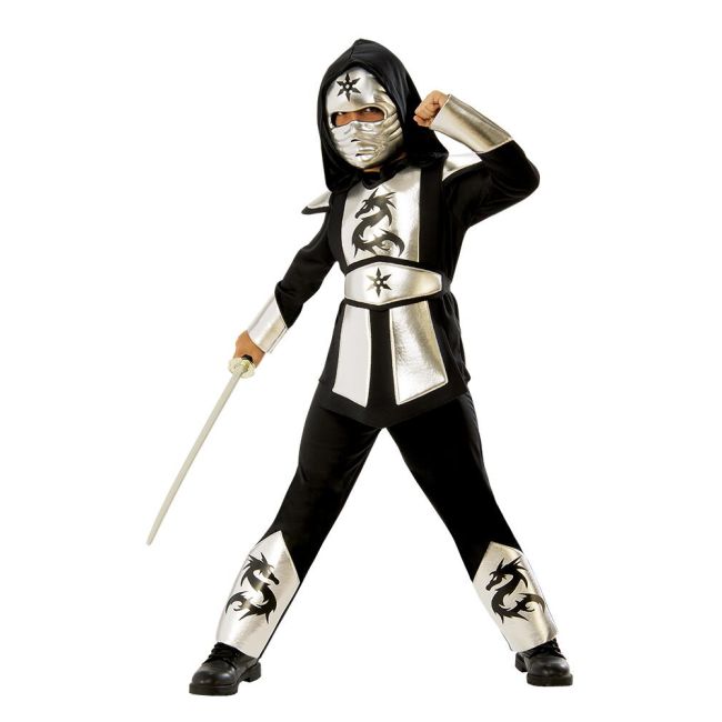 Costum de carnaval - ninja (argintiu)