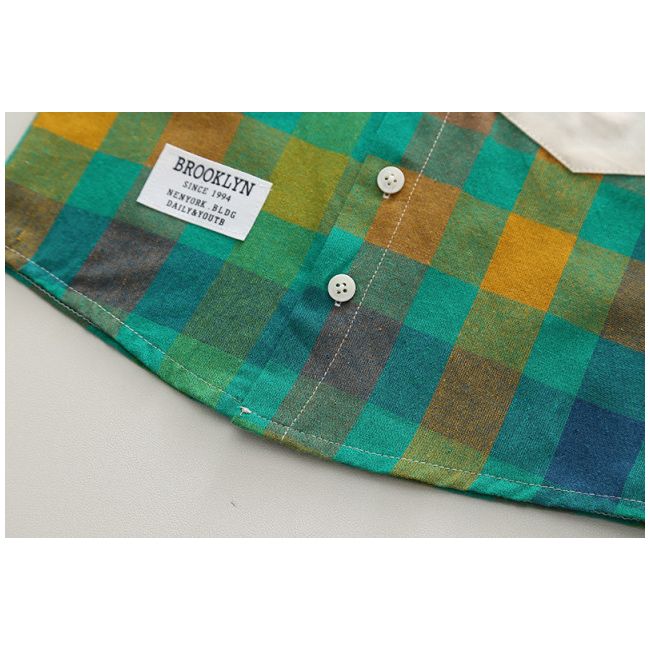 Costumas pentru baietei cu camasuta verde in carouri MDXBR13-R1