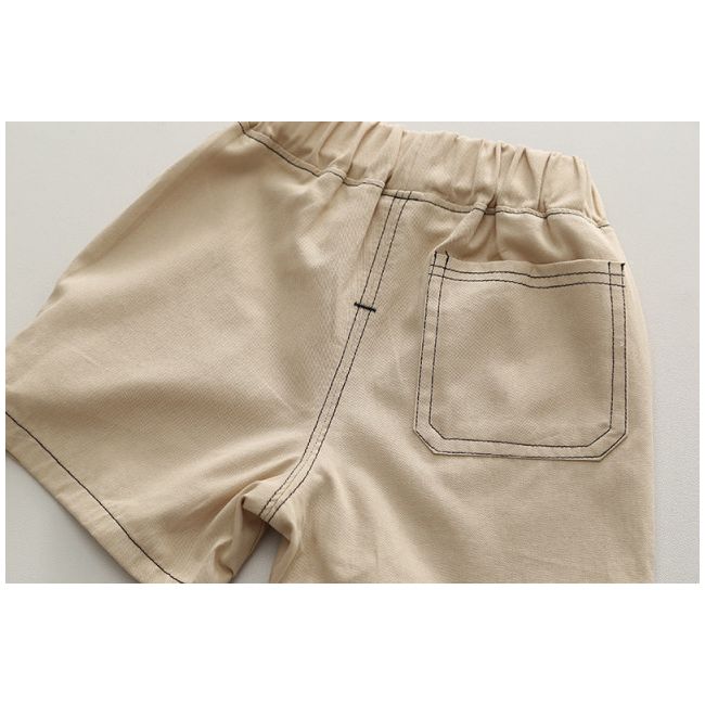 Costumas pentru baietei cu tricou tip polo in dungi bleumarine si ivoire MBXBR30-R1