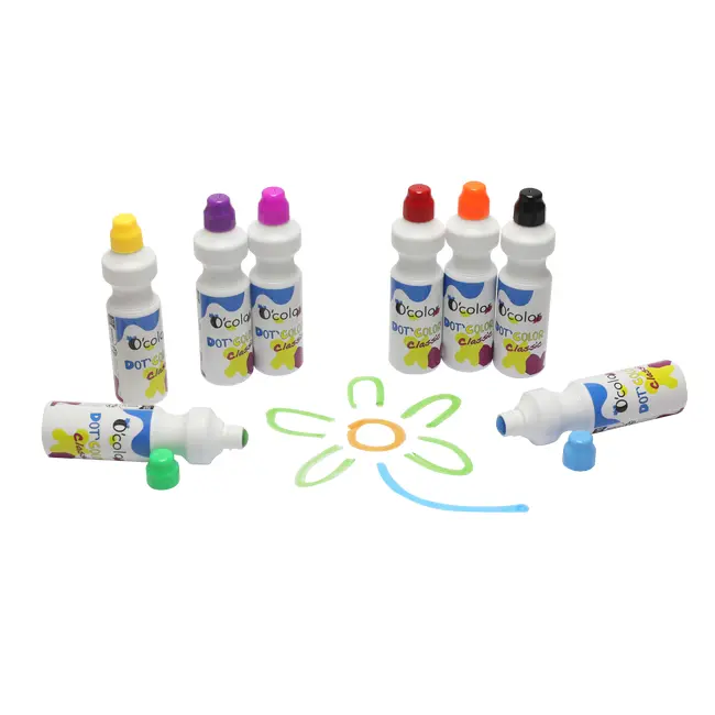 Set 8 culori x 75 ml guasa cu buretel - okelfc2128