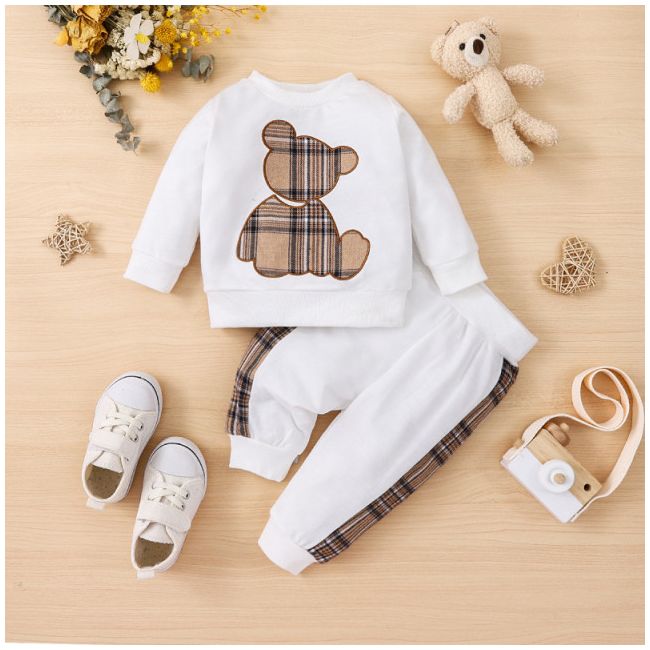 Trening alb pentru baietei - teddy bear (marime disponibila: 0-3 luni) mbnew202-de.0-3 luni