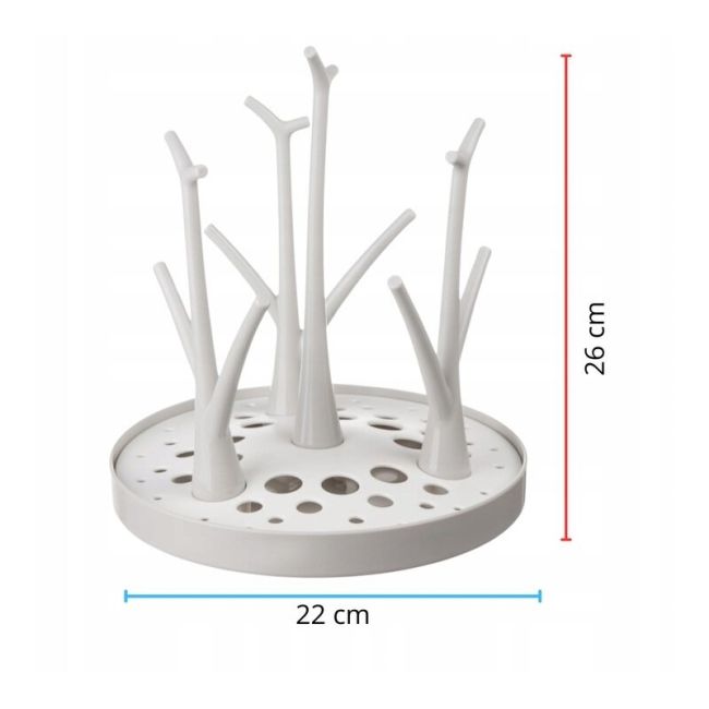 Uscator, Bocioland, Pentru biberoane, Cu design flexibil, Fara BPA, Pentru 8 recipiente, 22x26 cm, White BYNBL047