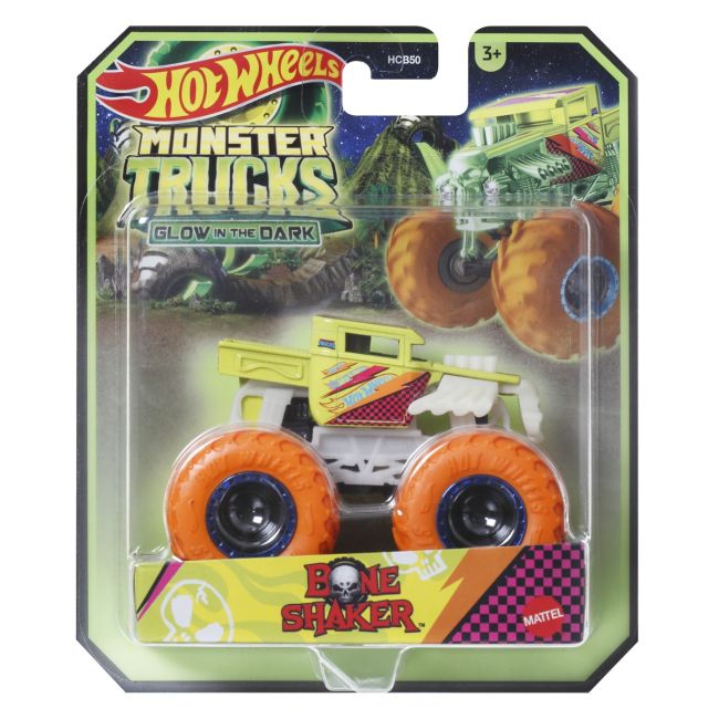 HOT WHEELS MONSTER TRUCK GLOW IN THE DARK MASINUTA BONE SHAKER SCARA 1:64 VIVMTHCB50_HWC82