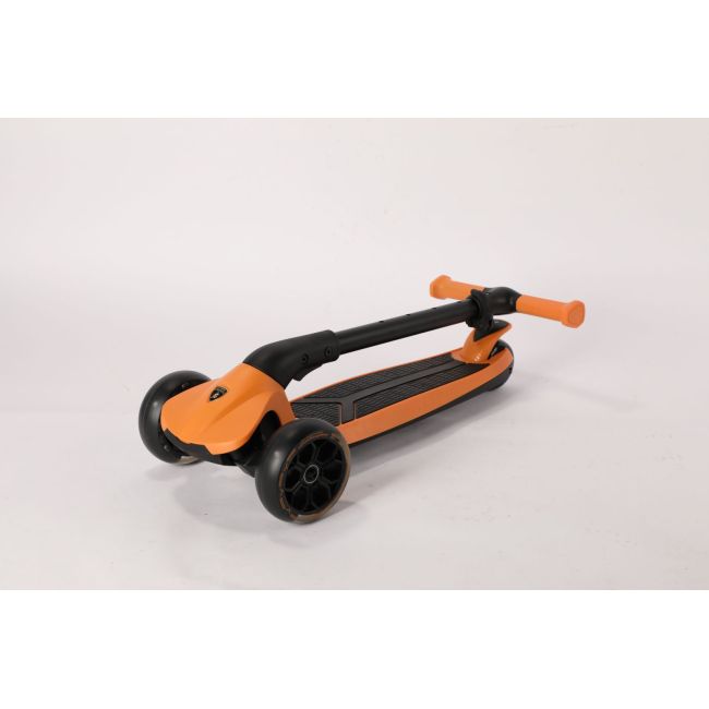 Trotineta lamborghini, 3 roti, cadru aluminiu, portocalie, roti led funklbs-3w-org