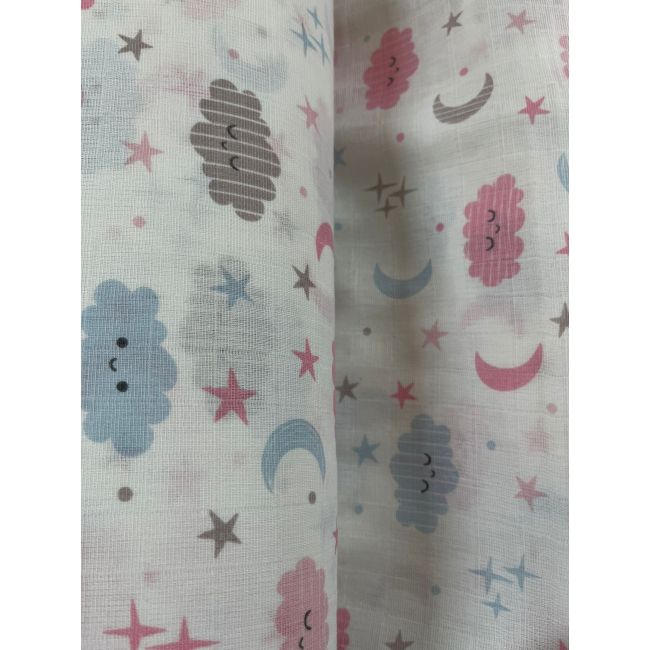 Cearceaf din muselina, 2buc./set, 120x160cm, norisori pink, Kreis