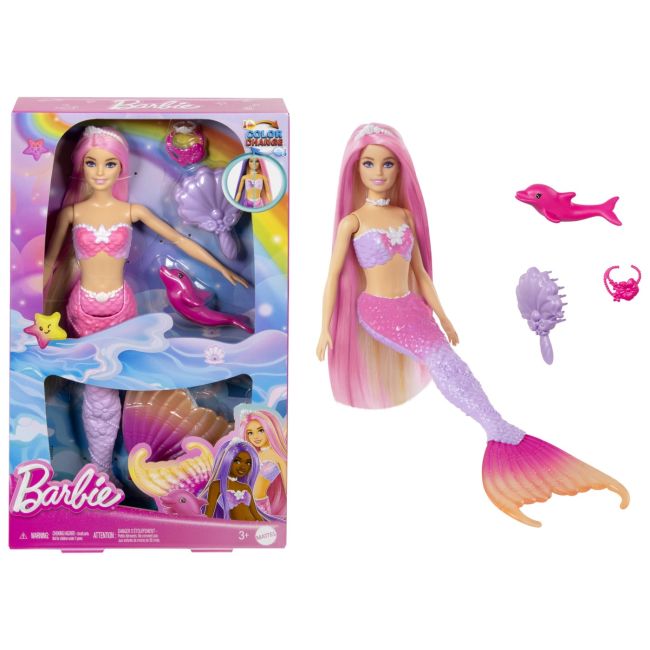 BARBIE COLOR CHANGE PAPUSA SIRENA CU PAR ROZ VIVMTHRP97