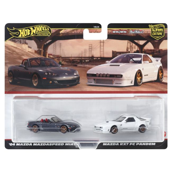 HOT WHEELS PREMIUM SET 2 MASINUTE METALICE MAZDASPEED MIATA SI MAZDA RX7 FC PANDEM SCARA 1:64 VIVMTHBL96_HRR75