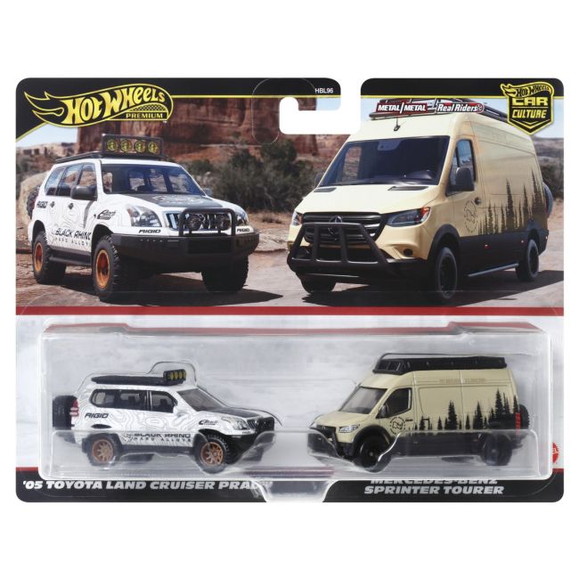HOT WHEELS PREMIUM SET 2 MASINUTE METALICE TOYOTA LAND CRUISER PRADO SI MERCEDES BENZ SPRINTER TOURER SCARA 1:64 VIVMTHBL96_HRR76