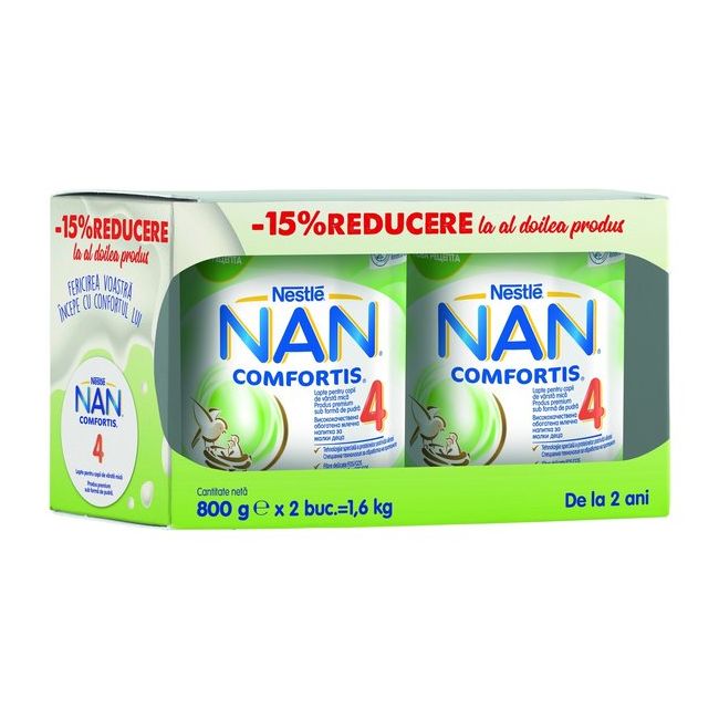 Lapte pentru copii de varsta mica Nestlé NAN COMFORTIS 4, de la 2 ani, 2x800g BCT8931