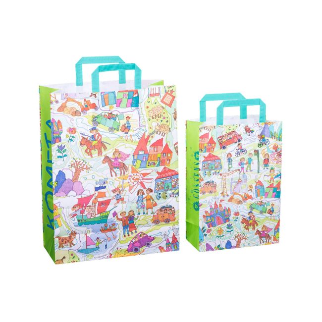Sacosa cadou din hartie - Copilarie (S - 22 x 10.5 x 32cm, 70g)