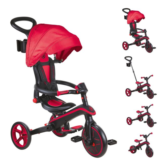 Tricicleta globber explorer 4 in 1 pliabila, culoare rosie funk732-102