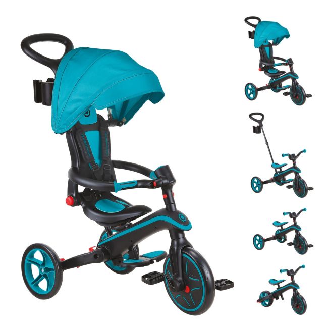Tricicleta globber explorer 4 in 1 pliabila, culoare turquoise funk732-105