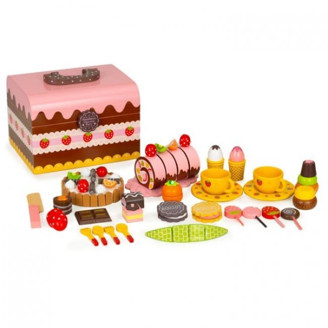Cutie cu dulciuri si accesorii din lemn, 29 elemente, ecotoys hc601926 edeedihc601926