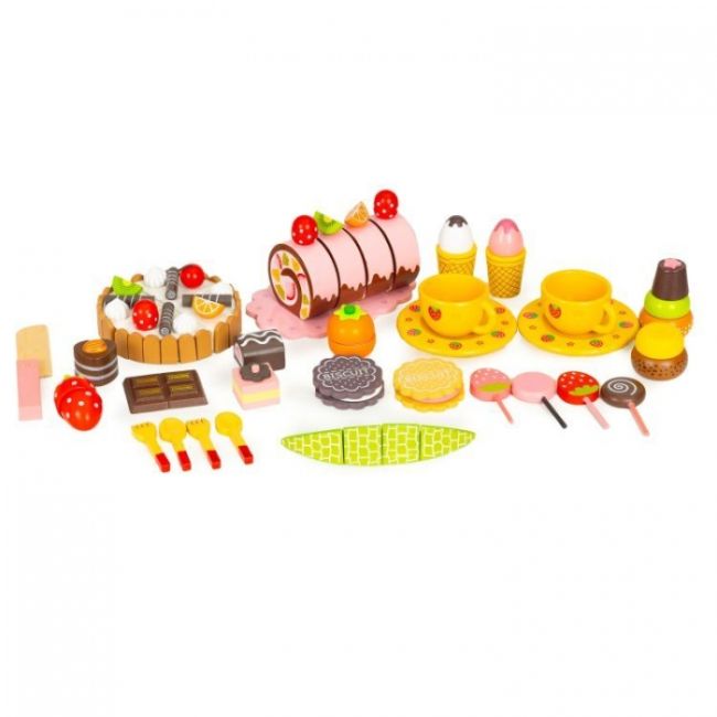 Cutie cu dulciuri si accesorii din lemn, 29 elemente, ecotoys hc601926 edeedihc601926