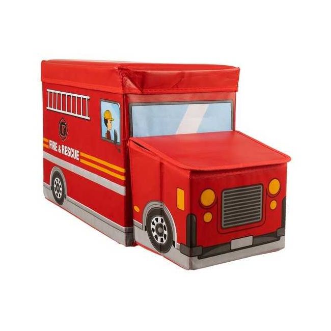 Cutie depozitare cu capac Masina Pompieri 53 x 26 x 31.5 cm Kruzzel MY6852 BBJMY6852_Rosu
