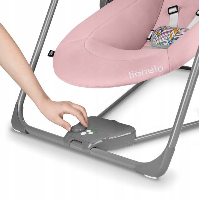 Fotoliu balansoar, Lionelo, Otto Cozy, Cu melodii, Cu 5 viteze de balansare, Cu temporizator, 57x55 cm, Roz BYNLO-OTTO_PINK_BABY