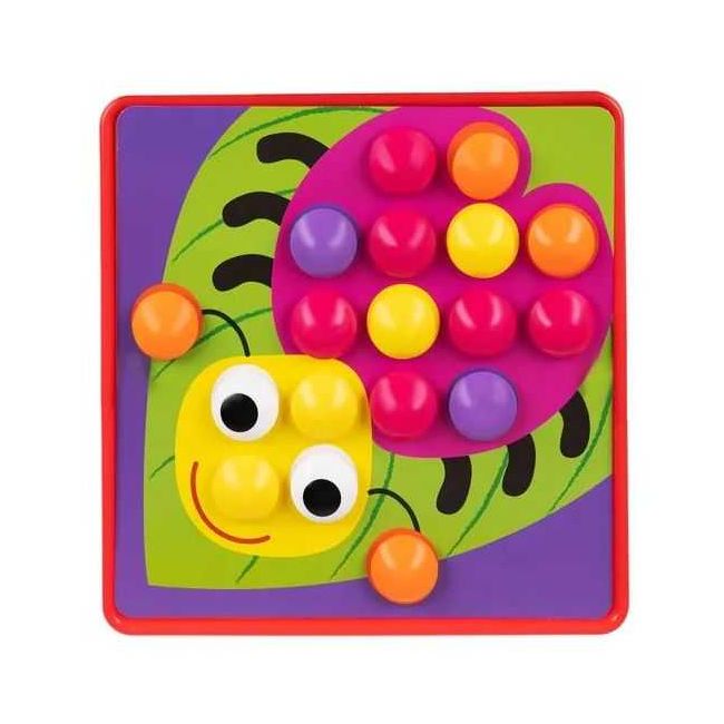 Joc Educational Button Idea  cu 12 mozaicuri si 45 butoane colorate in 6 culori Kruzzel MY18258 BBJMY18258_Initiala