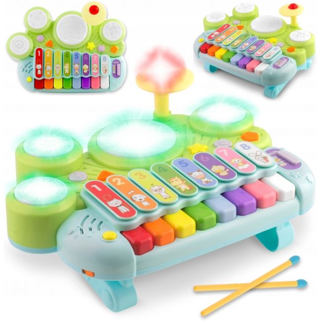 Jucarie educativa cu xilofon, pian, tobe si lumini ricokids rk-751 edeedi775100