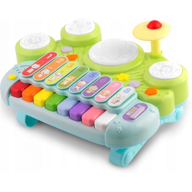 Jucarie educativa cu xilofon, pian, tobe si lumini ricokids rk-751 edeedi775100