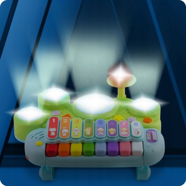 Jucarie educativa cu xilofon, pian, tobe si lumini ricokids rk-751 edeedi775100