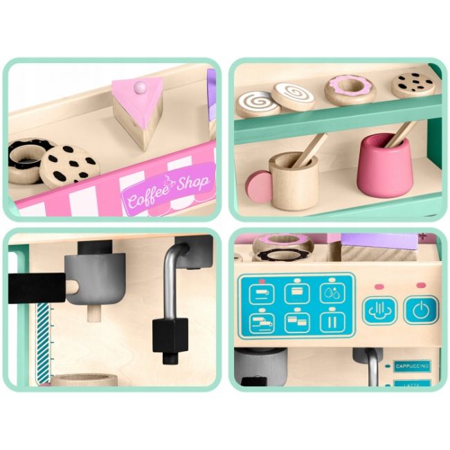 Jucarie interactiva din lemn, coffee shop, ricokids 785100 - mint edeedi785100