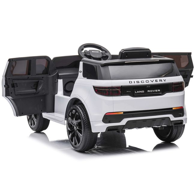 Masinuta electrica chipolino suv land rover discovery cu scaun din piele si roti eva white hubeljlrd221wh