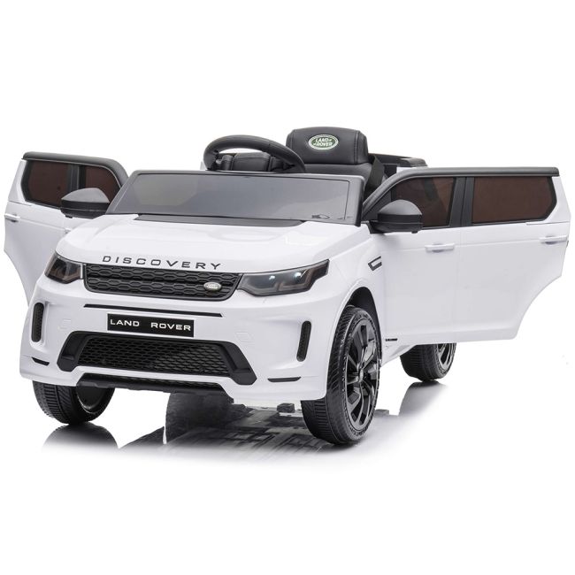 Masinuta electrica chipolino suv land rover discovery cu scaun din piele si roti eva white hubeljlrd221wh